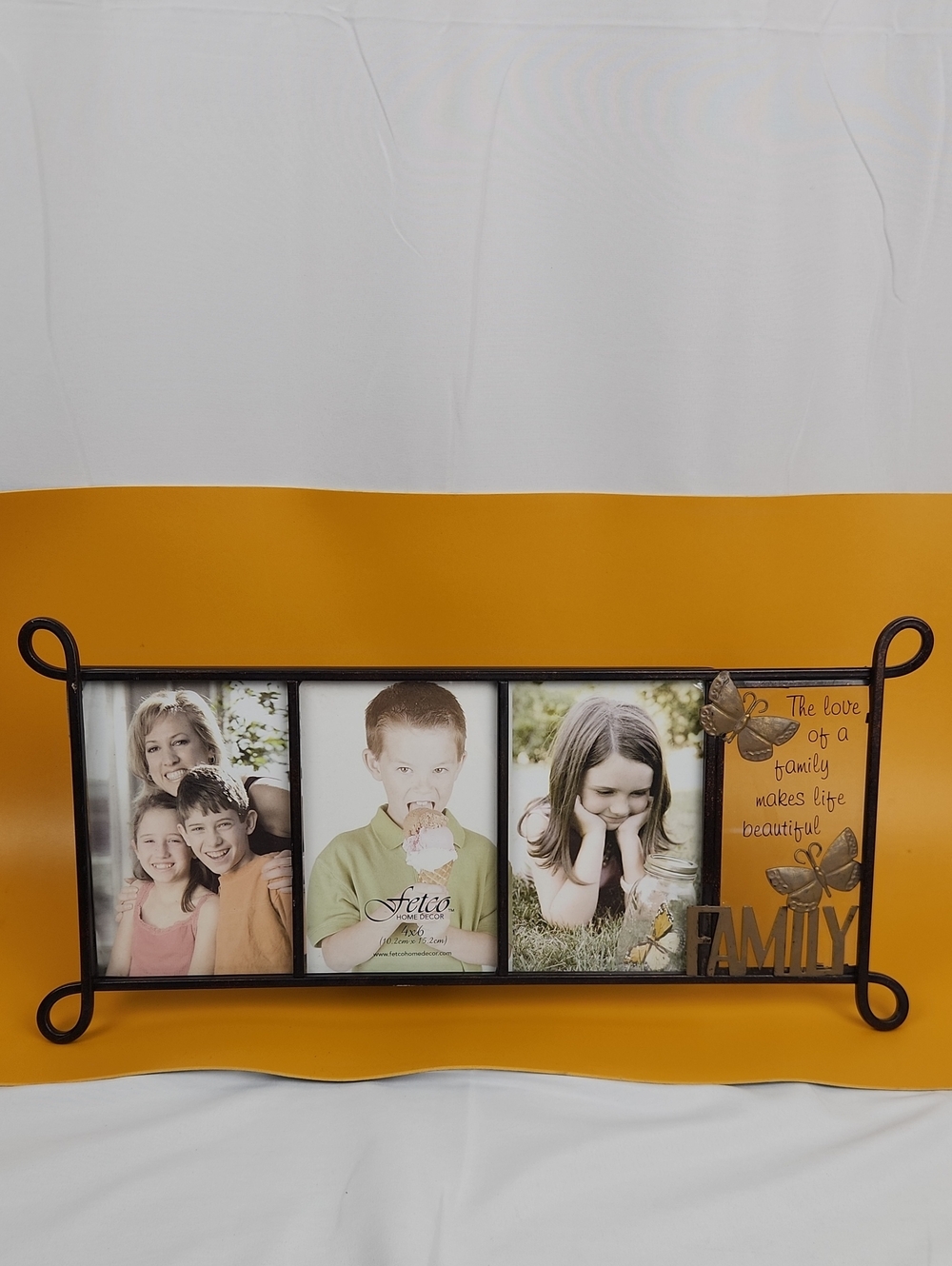 Family Multi-Opening Photo Frame in Black with Gold Accents